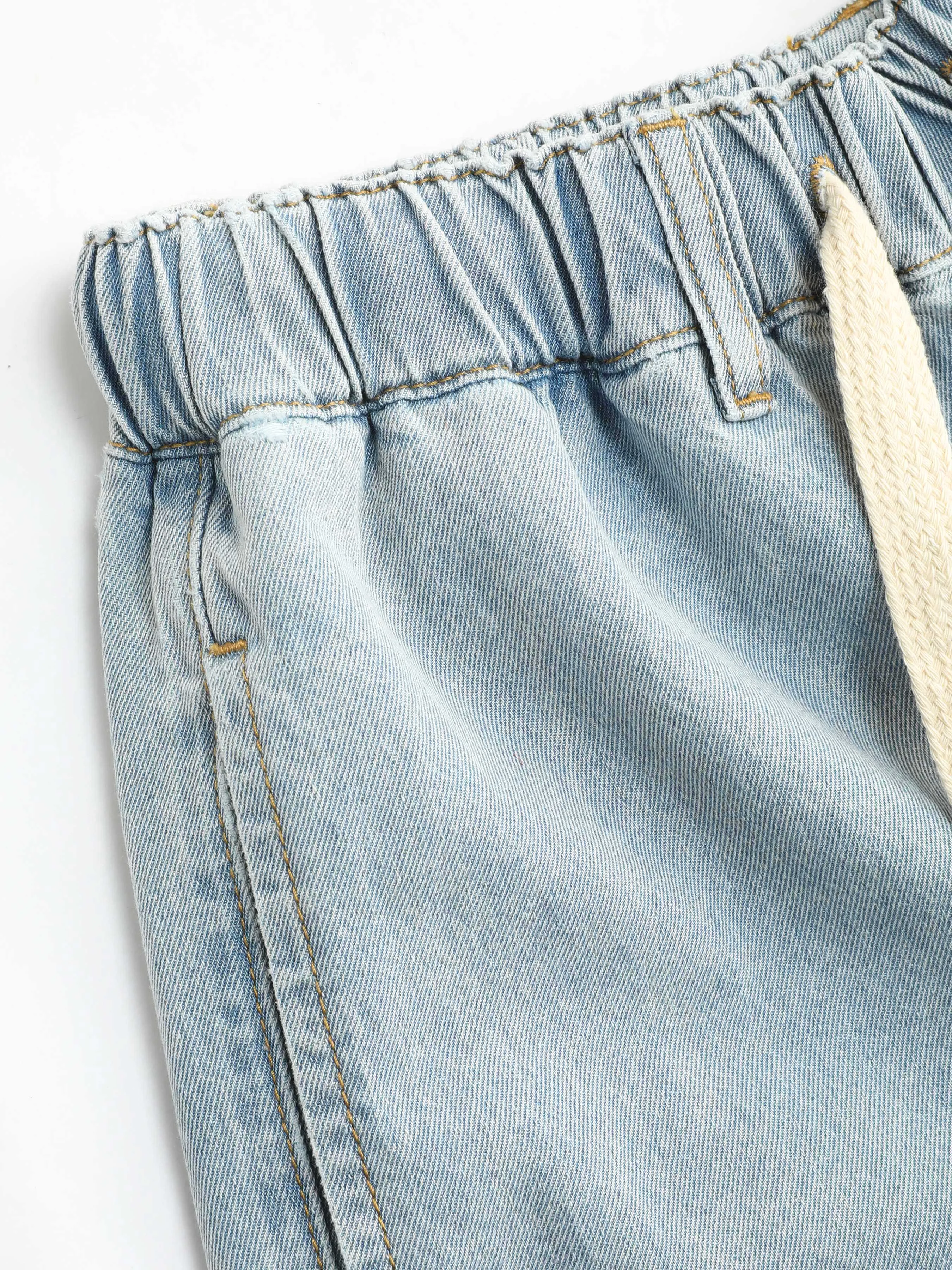 Pantalones Vaqueros Leslie de Cintura Alta y Pierna Ancha con Lazo Frontal Lisos