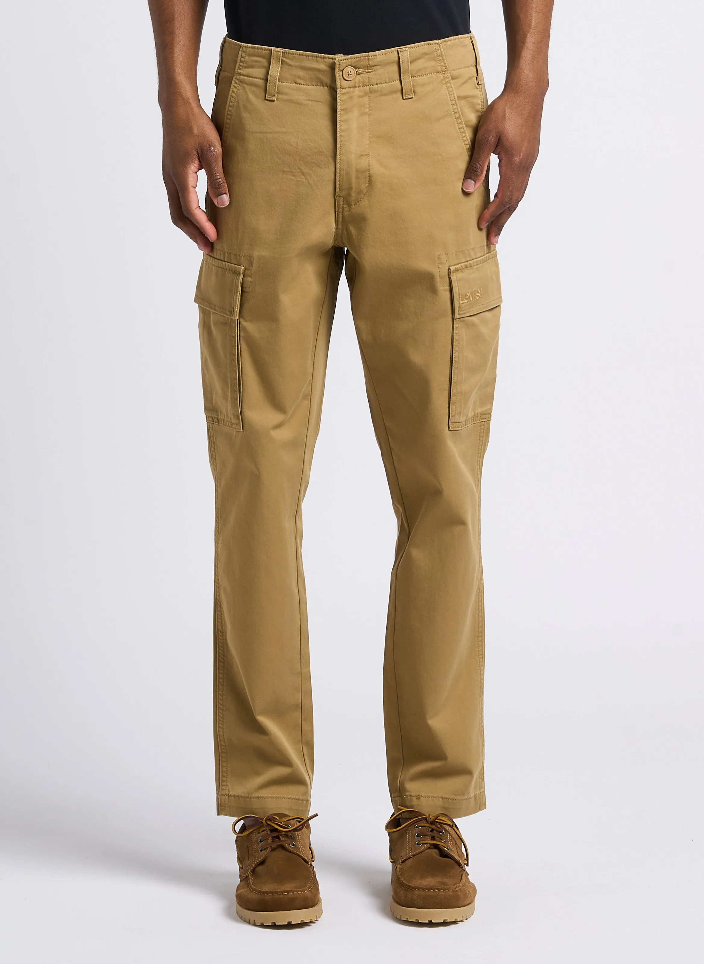 Pantalón cargo de mezcla de algodón slim en caqui