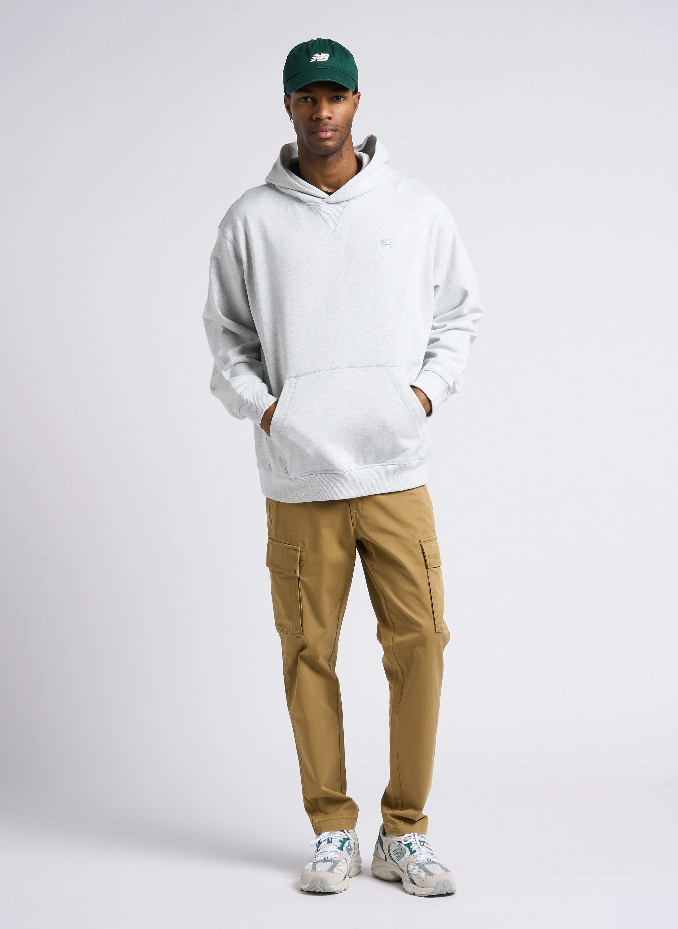 Pantalón cargo de mezcla de algodón slim en caqui