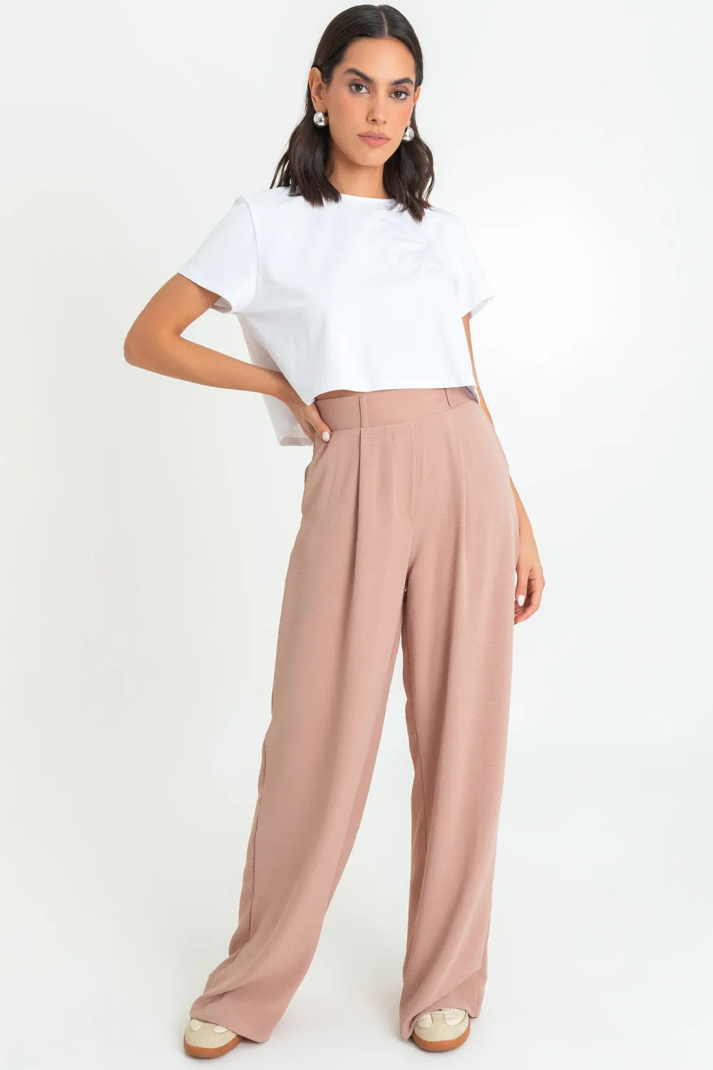 Pantalón cintura alta con pinzas