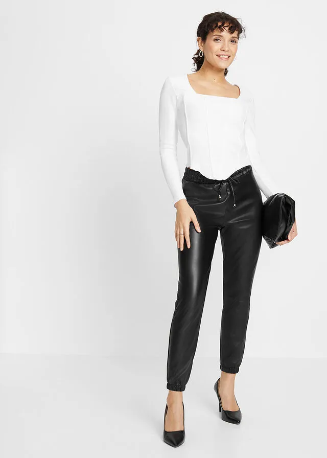 Pantalón de cuero sintético Negro