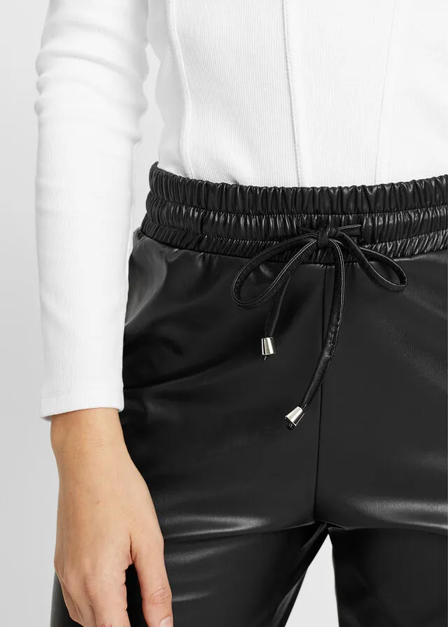 Pantalón de cuero sintético Negro