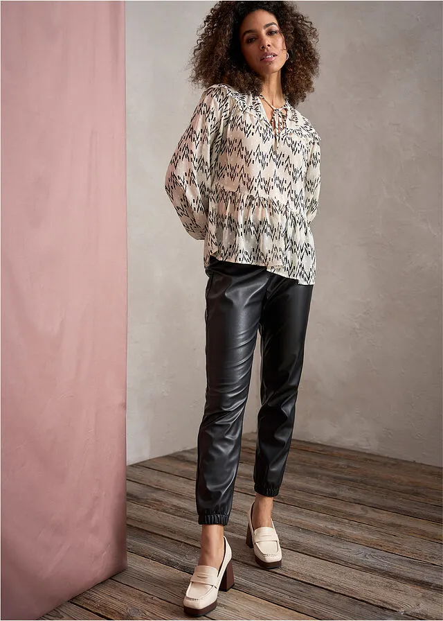Pantalón de cuero sintético Negro