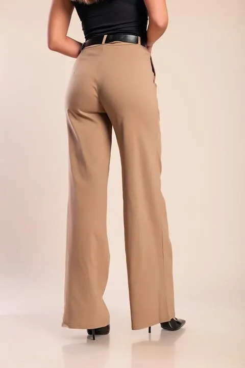 Pantalón elegante de talle alto, beige