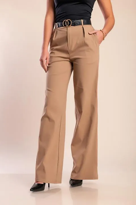 Pantalón elegante de talle alto, beige