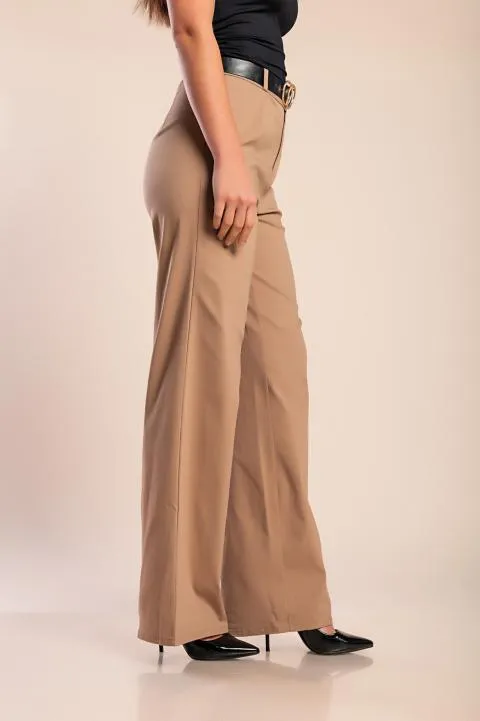 Pantalón elegante de talle alto, beige