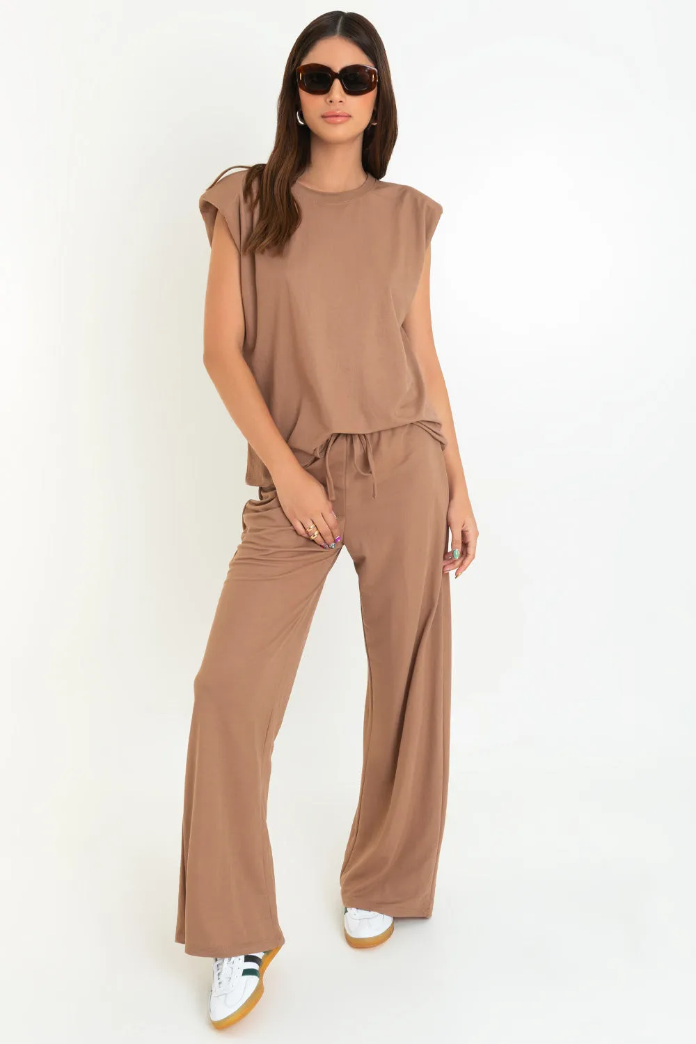 Pantalón wide leg pretina elástica con jareta