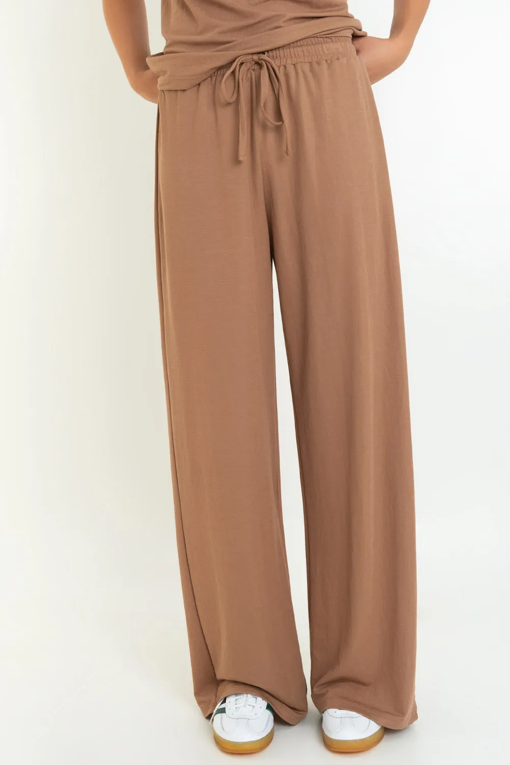 Pantalón wide leg pretina elástica con jareta