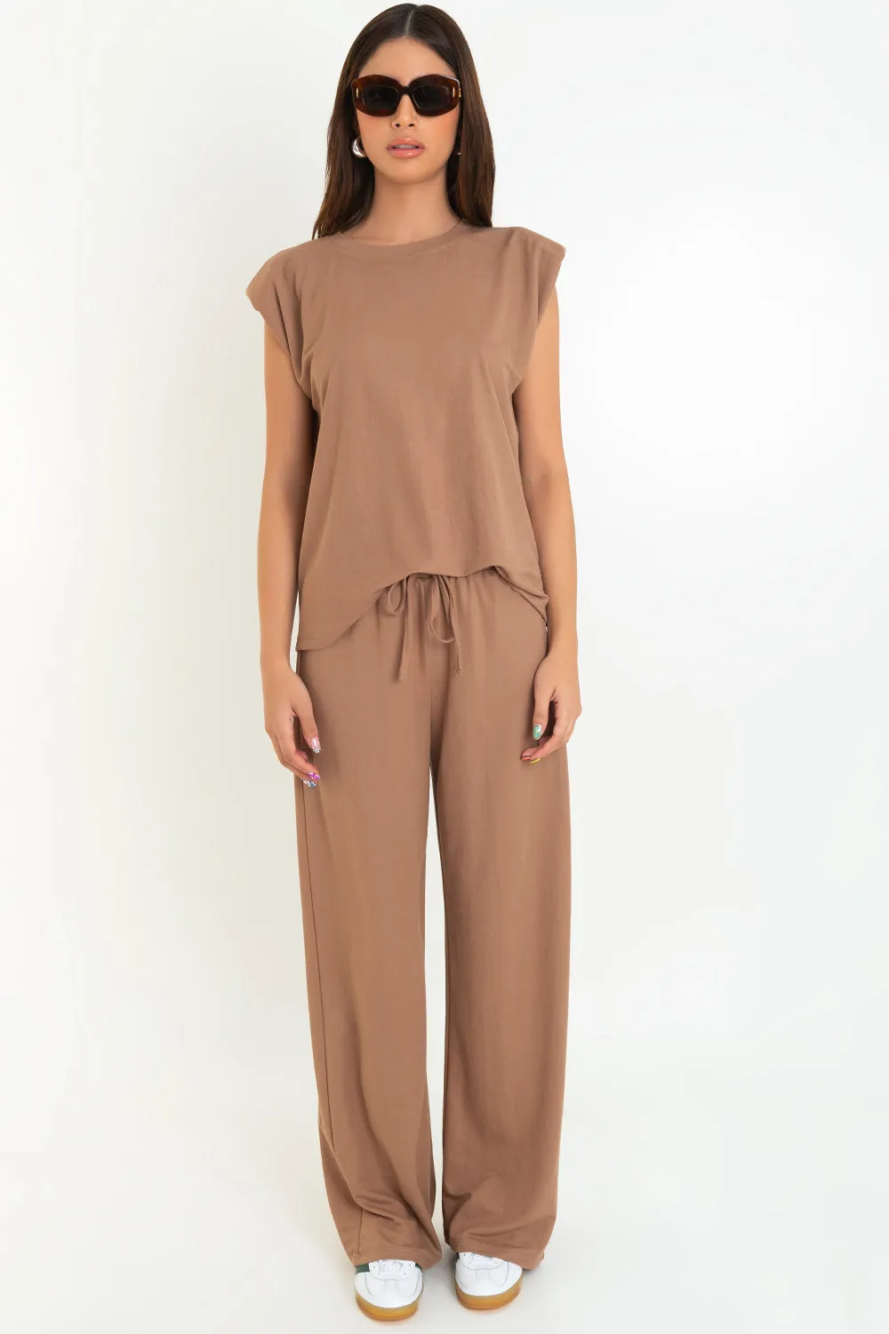Pantalón wide leg pretina elástica con jareta