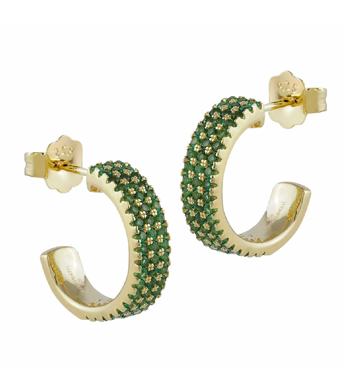 PENDIENTES ITEMPORALITY SERENA AROS PLATA DORADOS Y CIRCONITAS VERDES  SEA206154UU