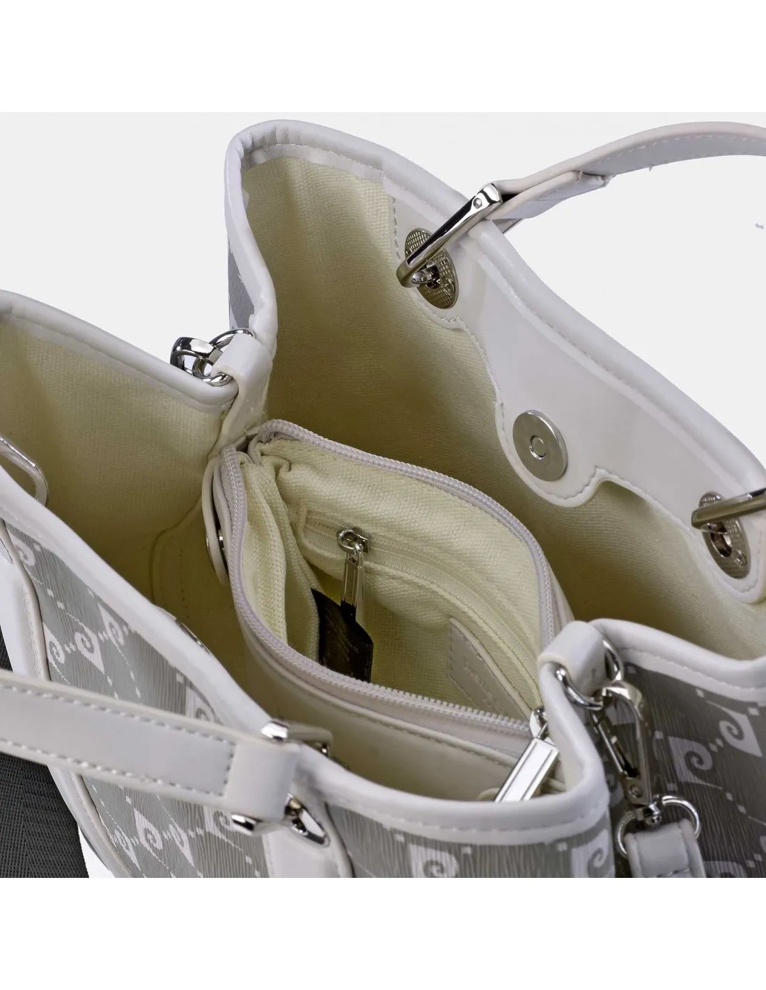 PIERRE CARDIN bolso de mano PU ajustable con bandolera en lona estampada