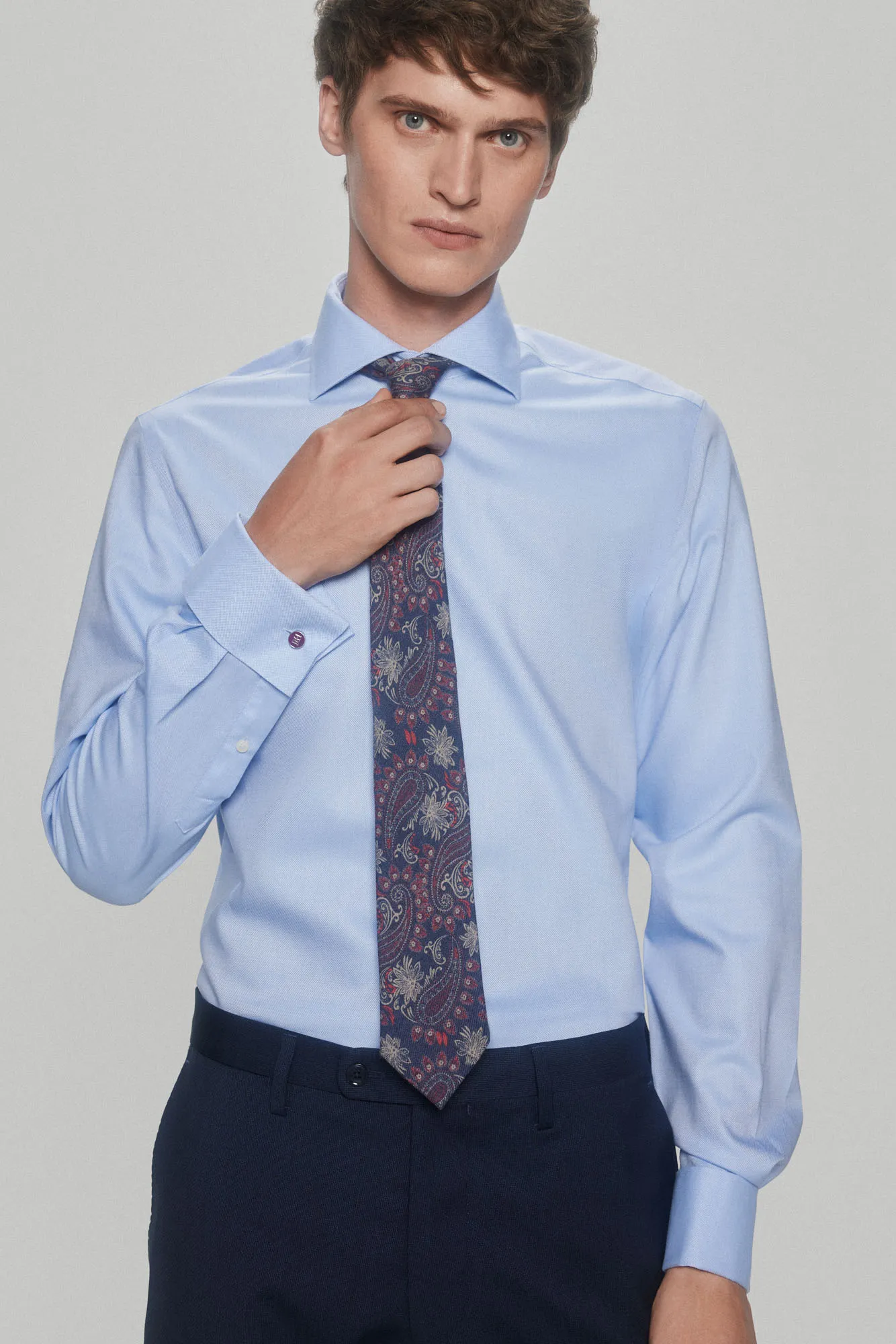 PLAIN STRUCTURED CUFF LINK DRESS SHIRT, NONIRON + STAINRESISTANT
