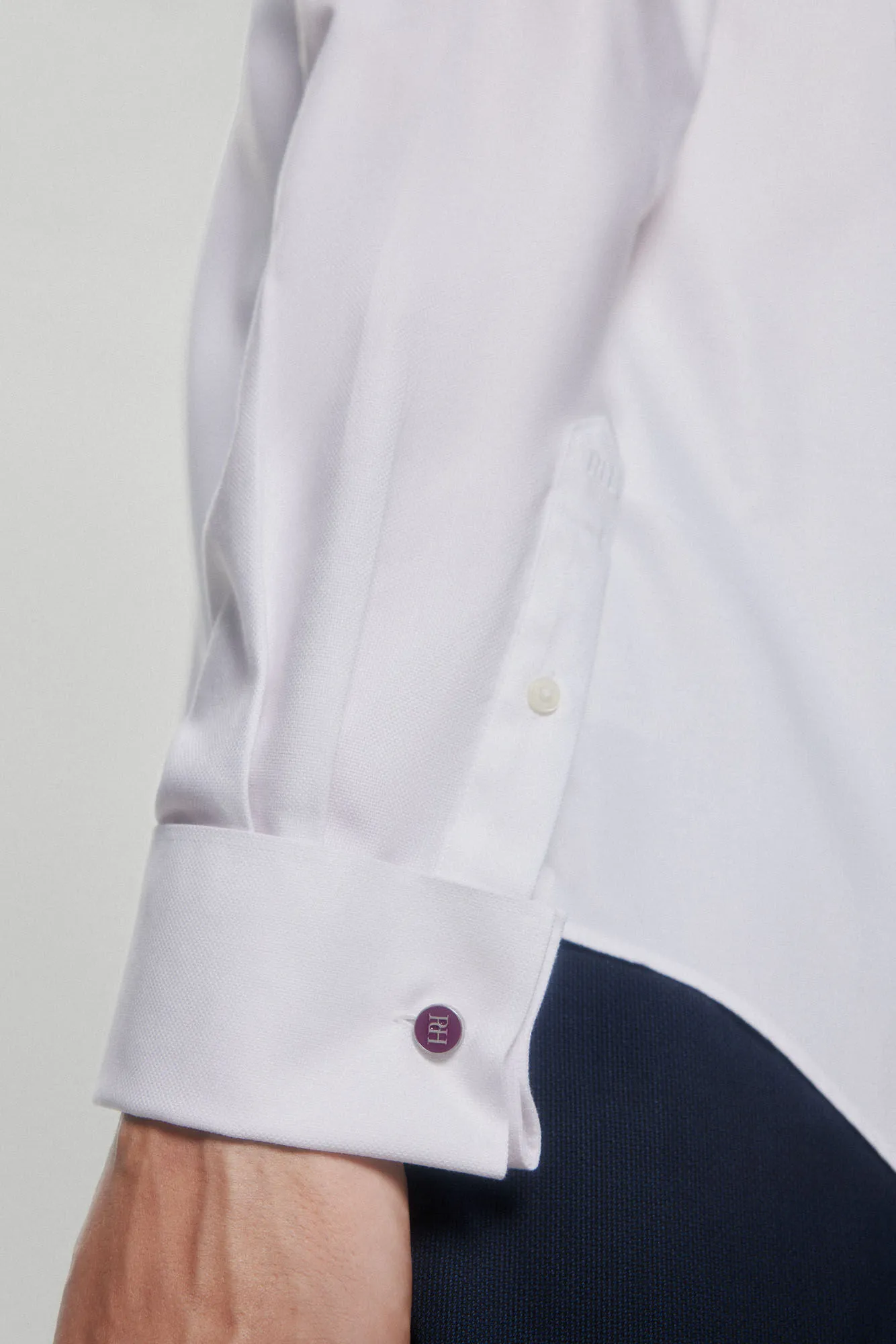 PLAIN STRUCTURED CUFF LINK DRESS SHIRT, NONIRON + STAINRESISTANT