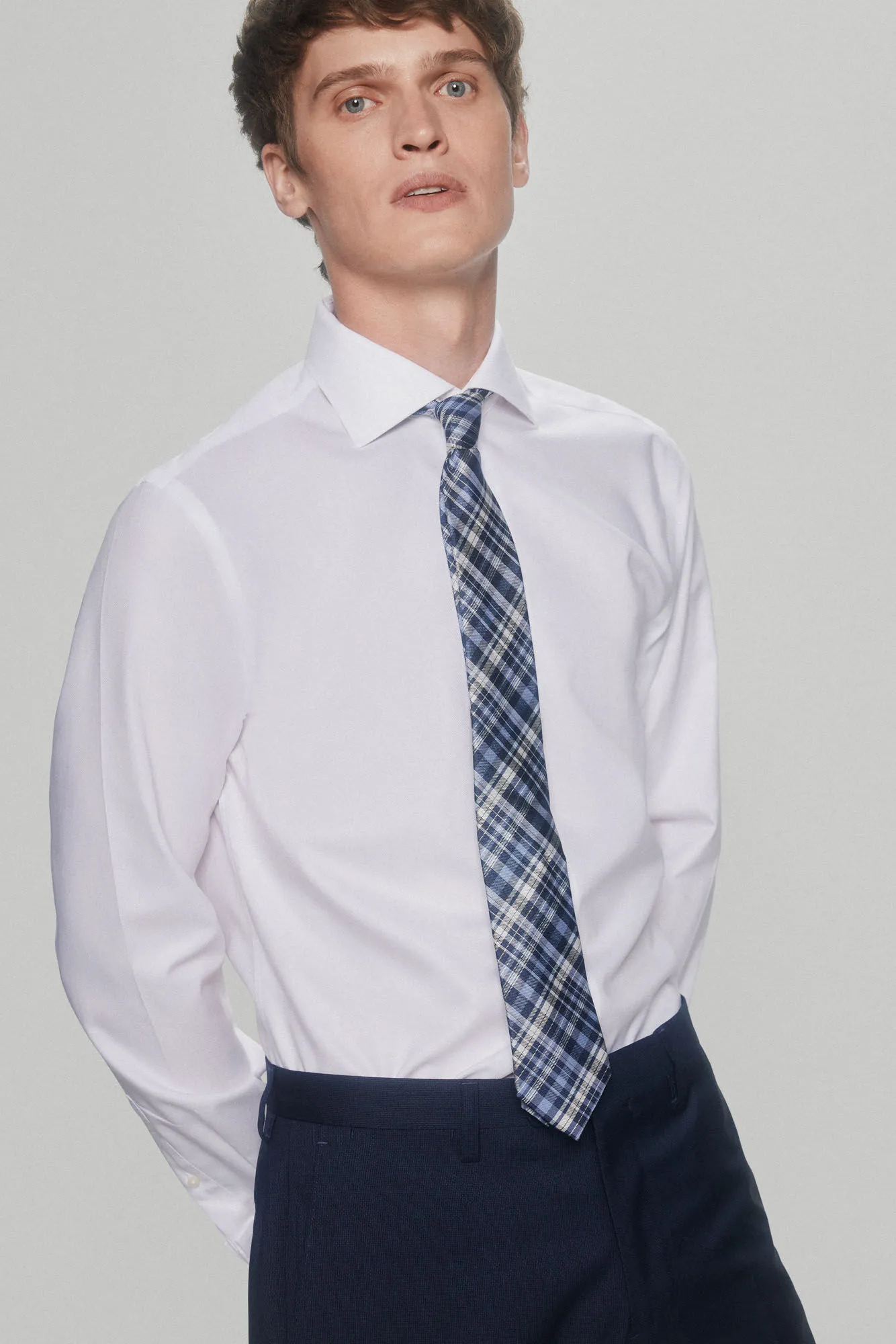 PLAIN STRUCTURED CUFF LINK DRESS SHIRT, NONIRON + STAINRESISTANT