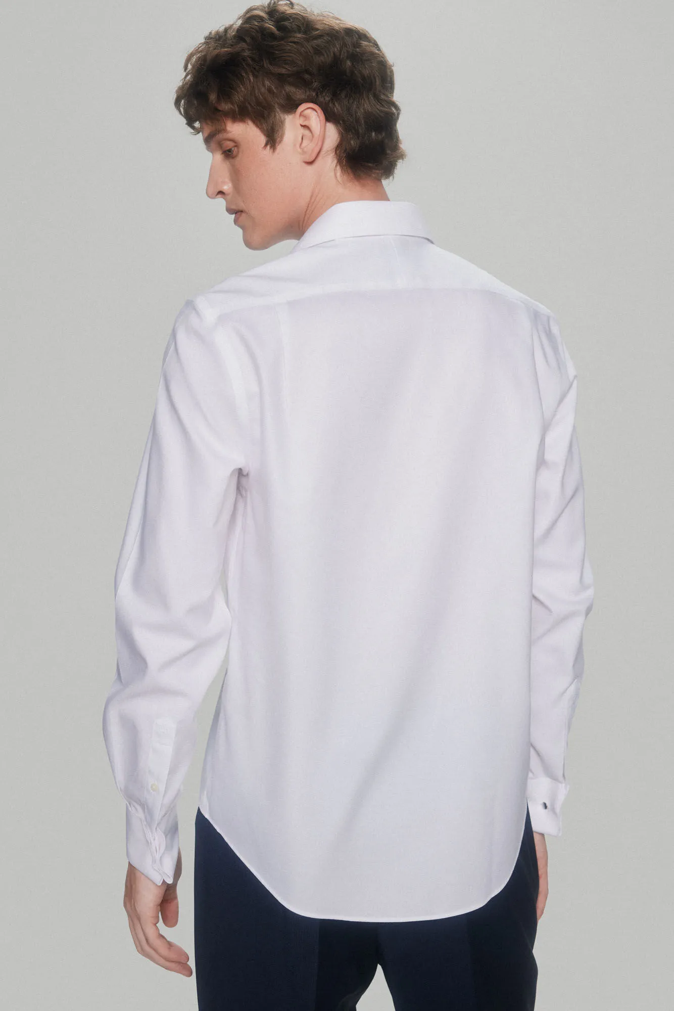 PLAIN STRUCTURED CUFF LINK DRESS SHIRT, NONIRON + STAINRESISTANT