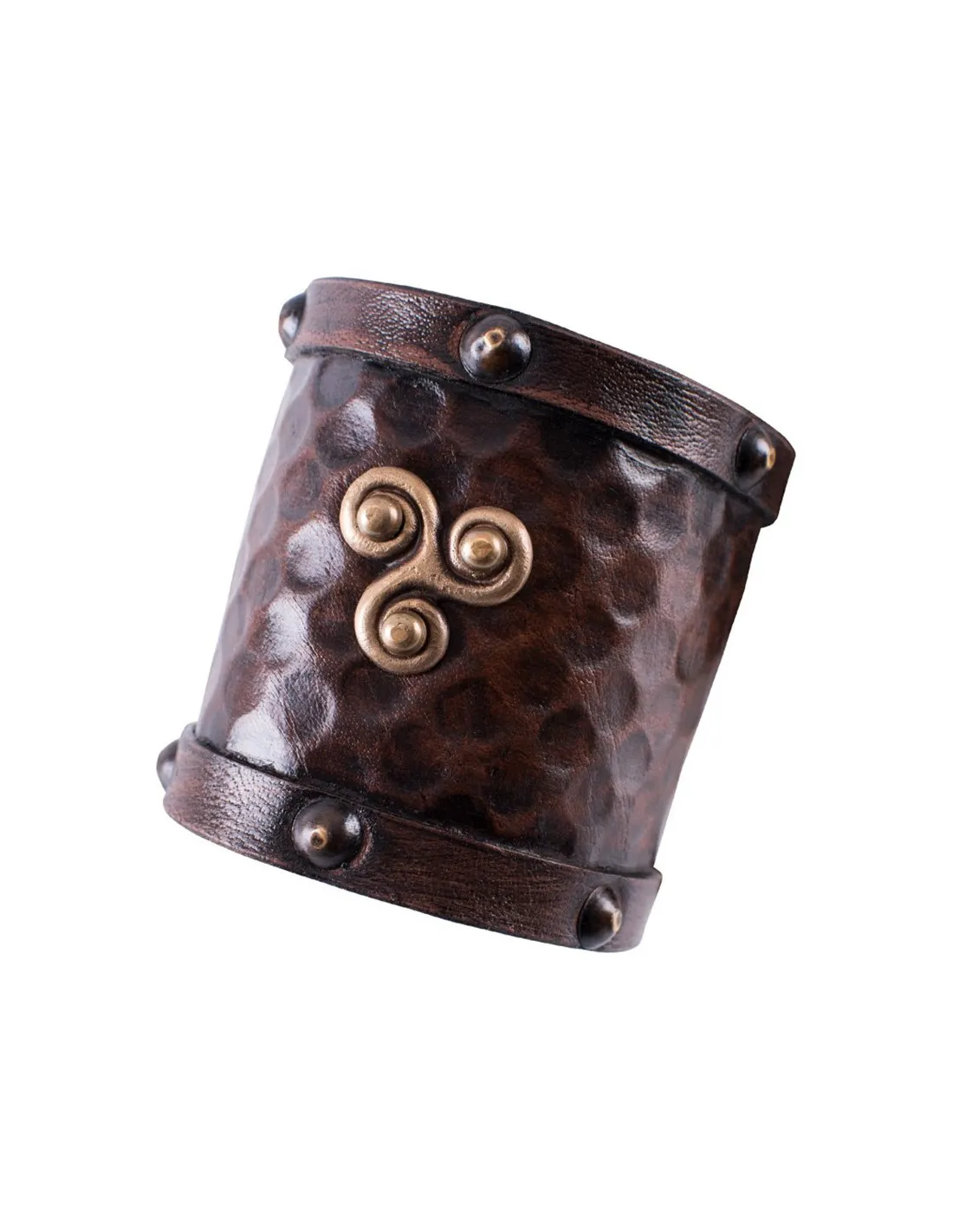 Pulsera vikinga de cuero con Trisquel