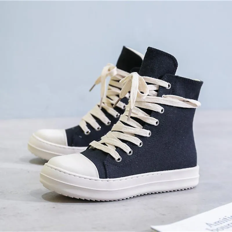 Ro High Top Shoes Plataforma Botas de mujer Botas de lona Botas casuales con cordones Owen Zapatillas de deporte de mujer Zapati