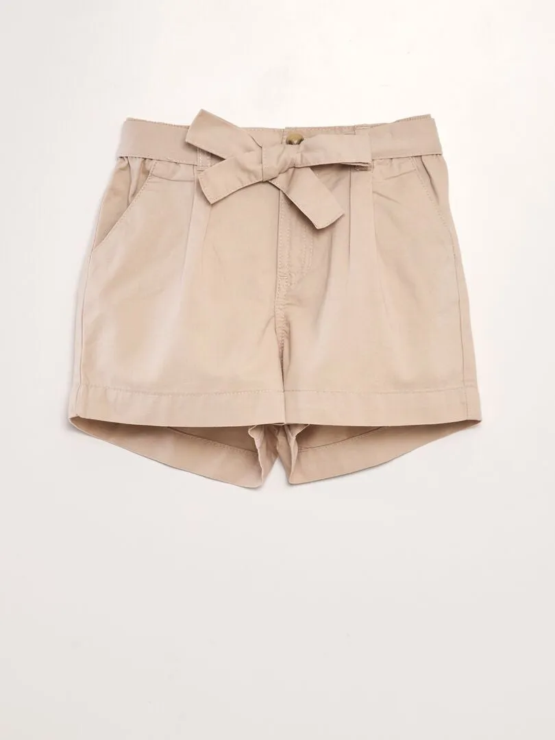 SHORT DE POPELINA  BEIGE