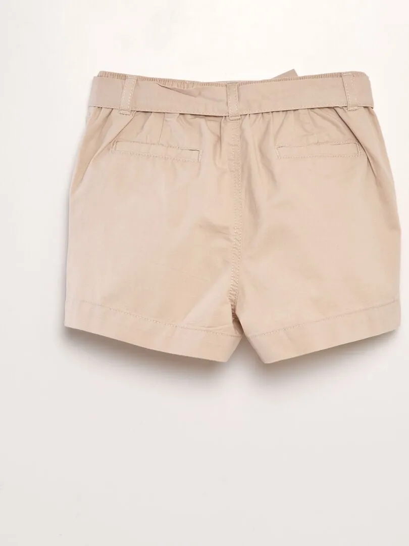 SHORT DE POPELINA  BEIGE