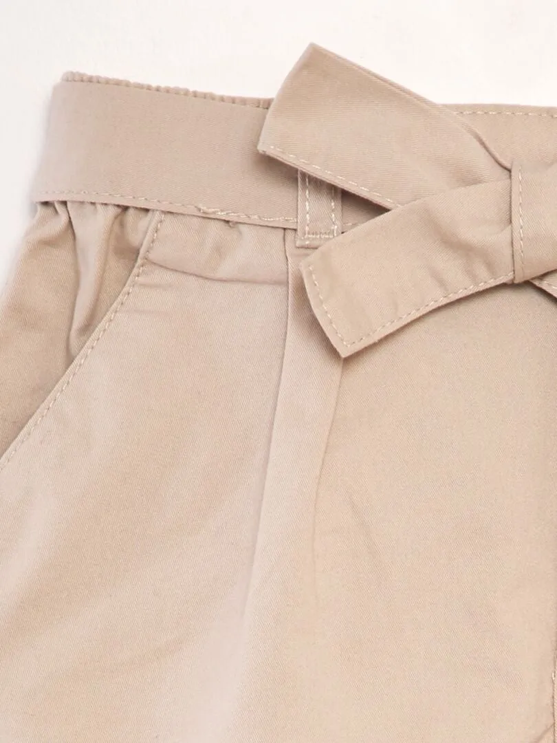 SHORT DE POPELINA  BEIGE