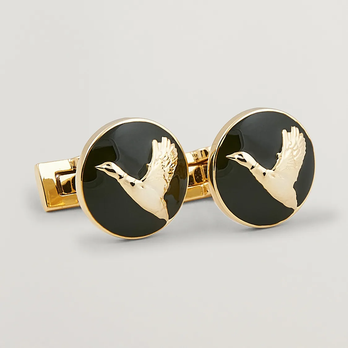 Skultuna Cuff Links Hunter Flying Duck Gold/Green