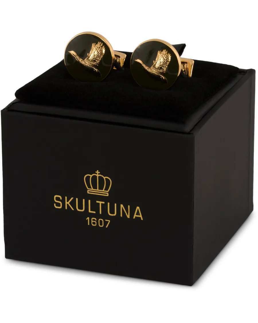 Skultuna Cuff Links Hunter Flying Duck Gold/Green