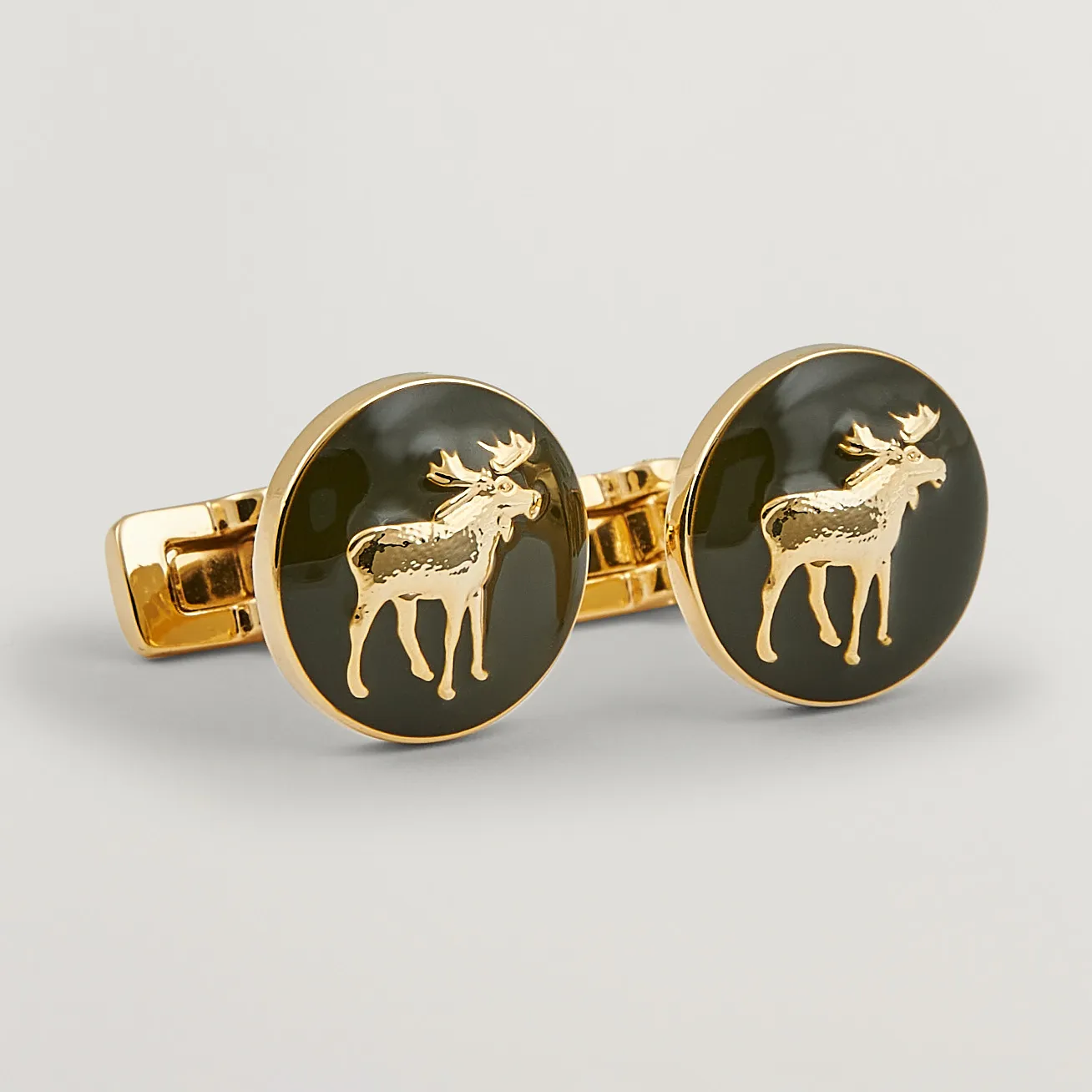 Skultuna Cuff Links Hunter The Moose Gold/Green