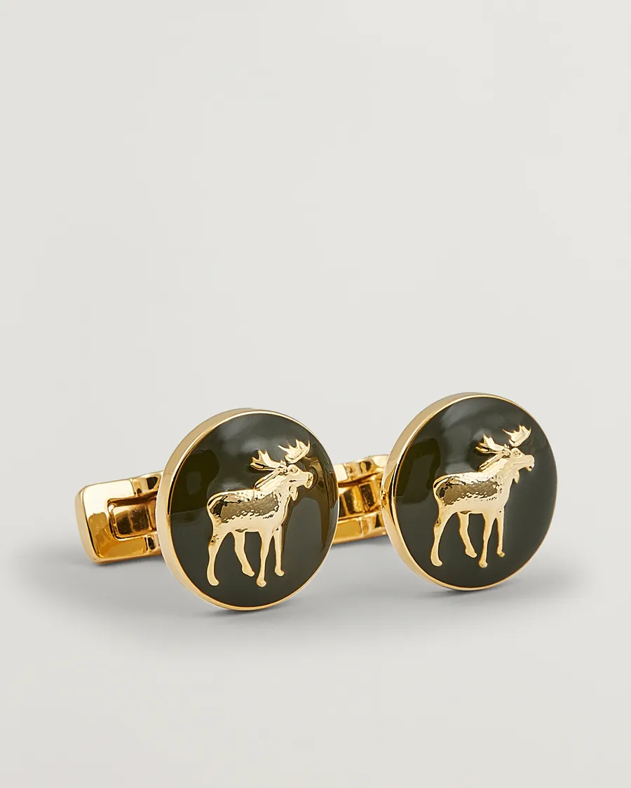 Skultuna Cuff Links Hunter The Moose Gold/Green