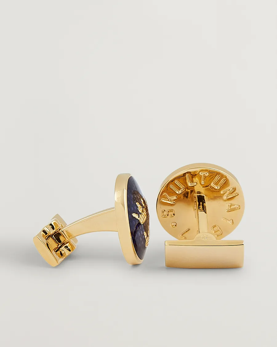 Skultuna Cuff Links Tre Kronor Gold/Royal Blue
