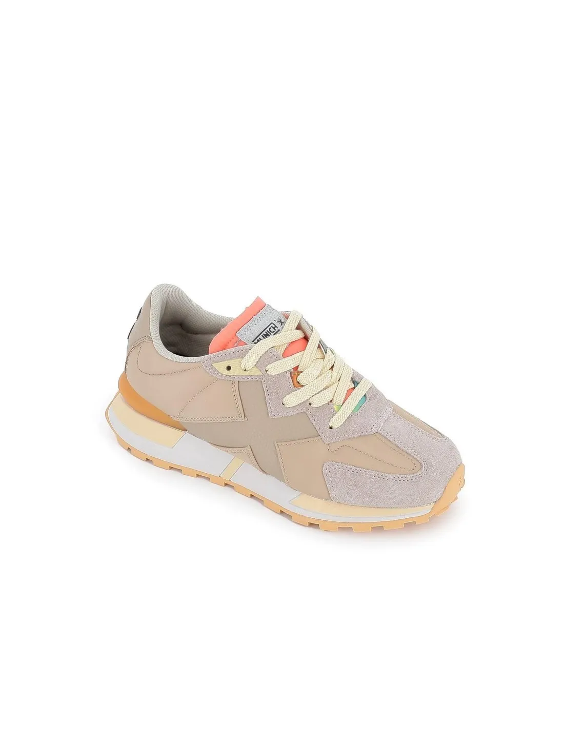 Sneakers casuales beige con logo ancho mujer Munich