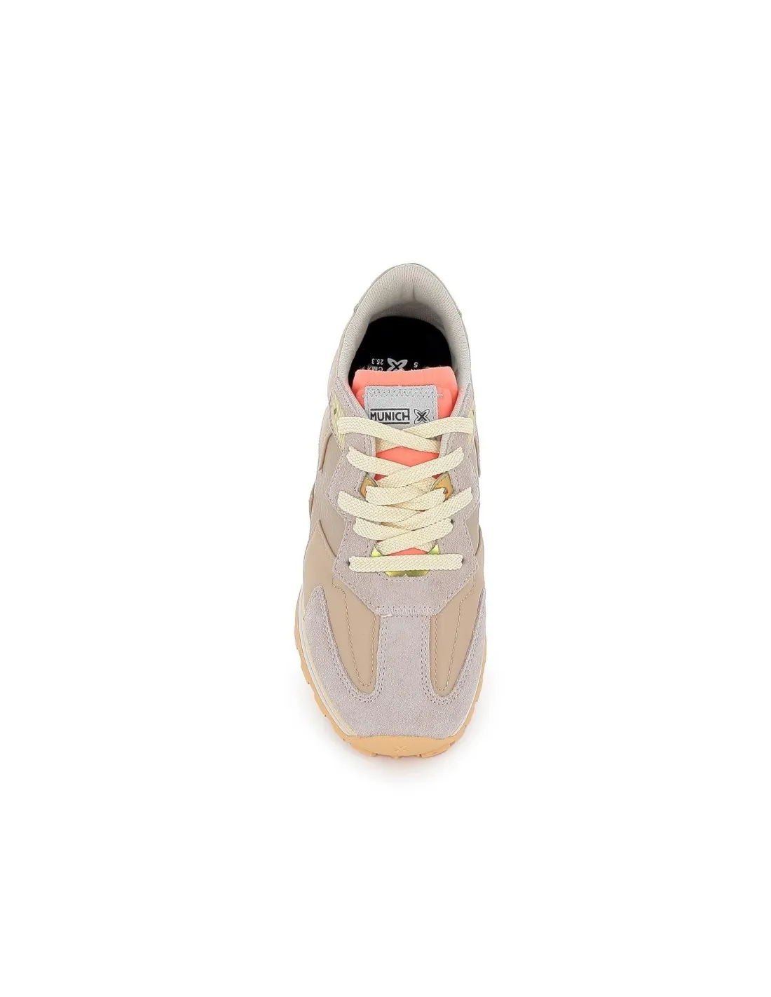 Sneakers casuales beige con logo ancho mujer Munich