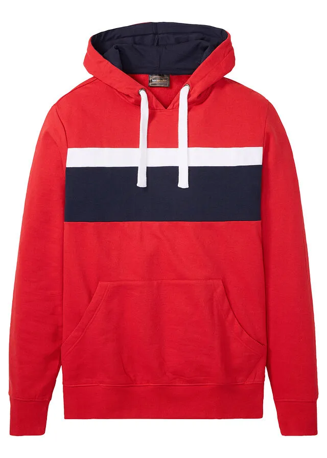 Sudadera con capucha rojo con rayas