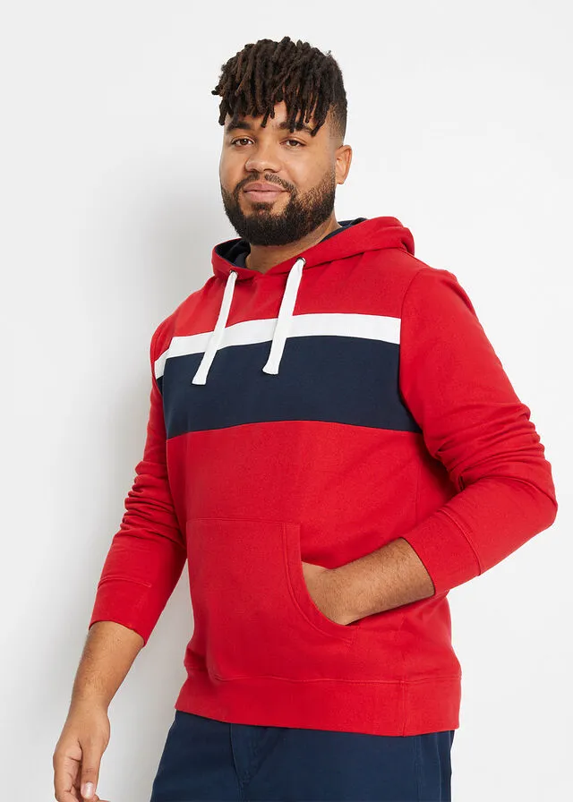 Sudadera con capucha rojo con rayas