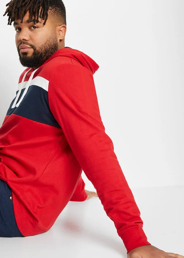 Sudadera con capucha rojo con rayas