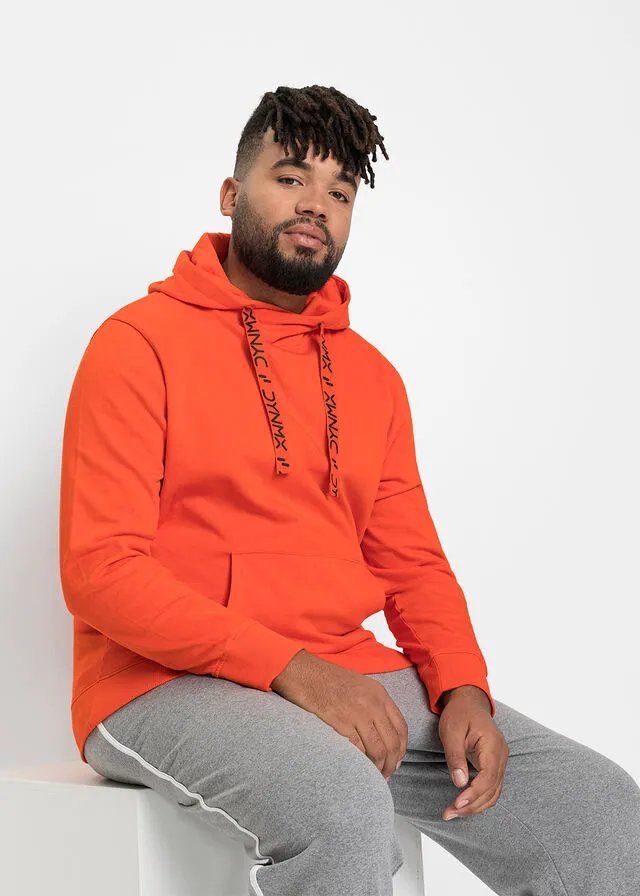 Sudadera de algodón sostenible con capucha naranja sanguina