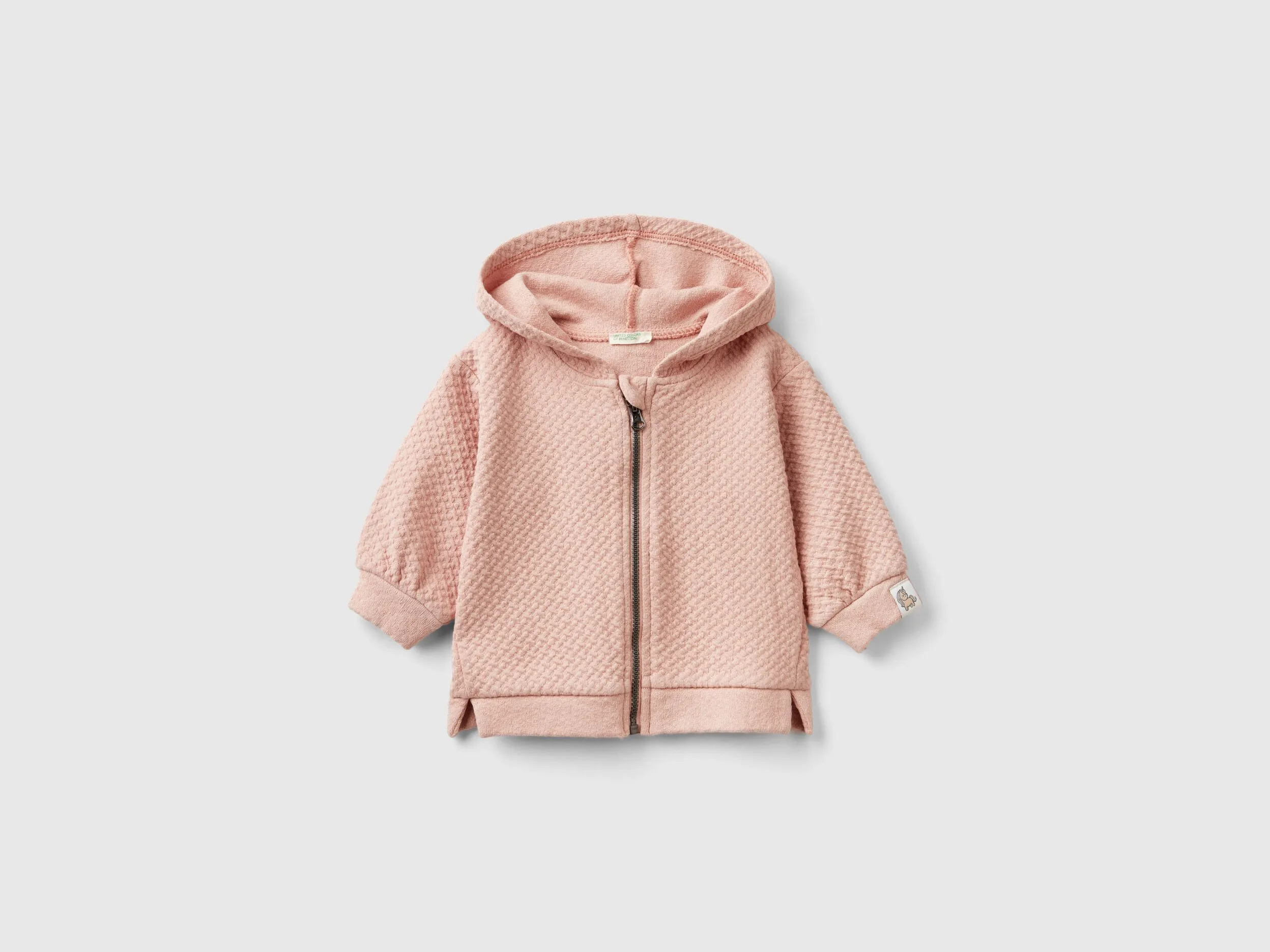 Sudadera de jacquard con cremallera y capucha