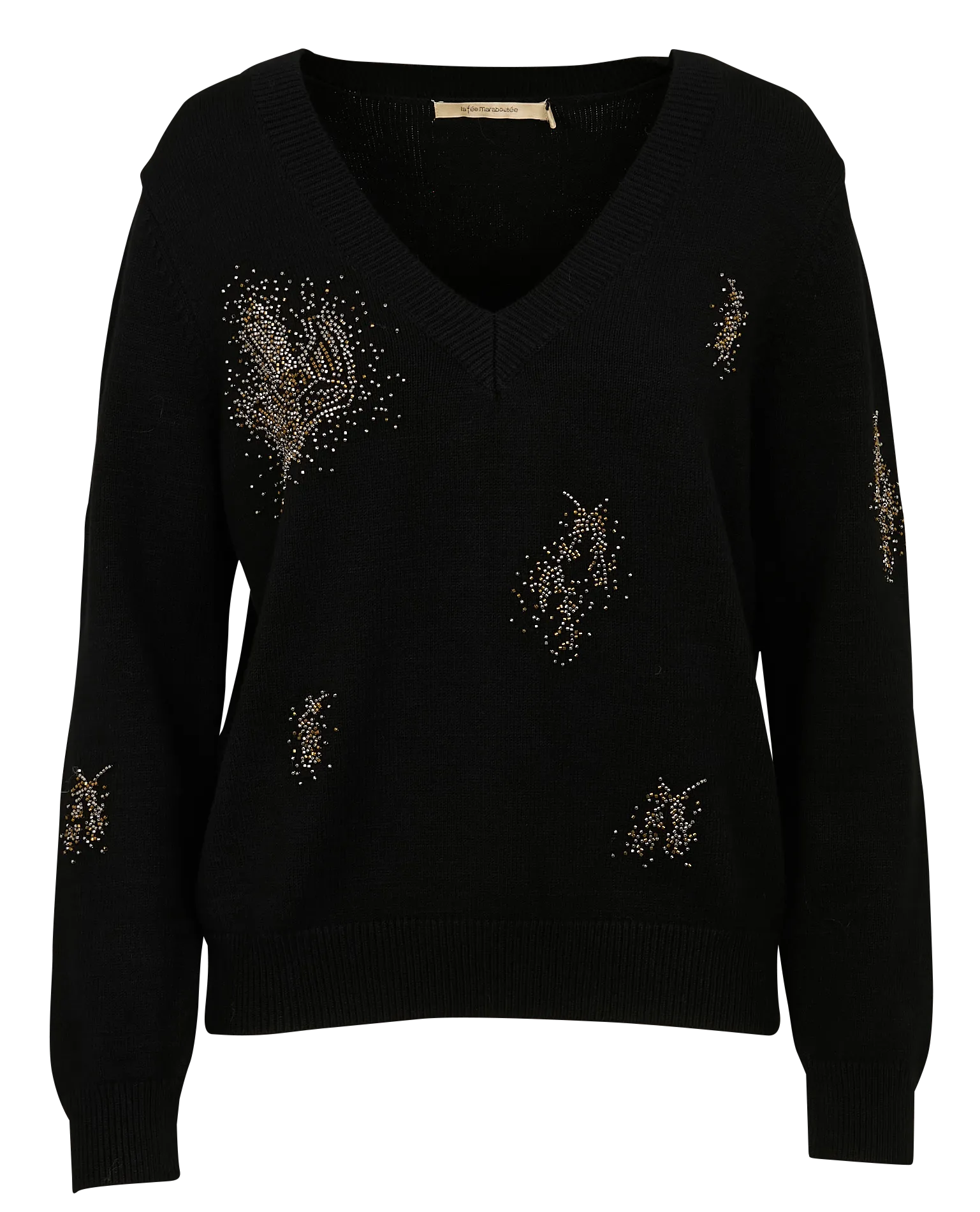 Sweater oversize con cuello en V en negro