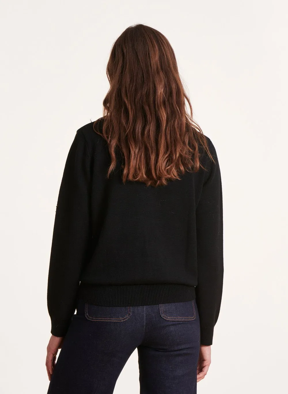 Sweater oversize con cuello en V en negro