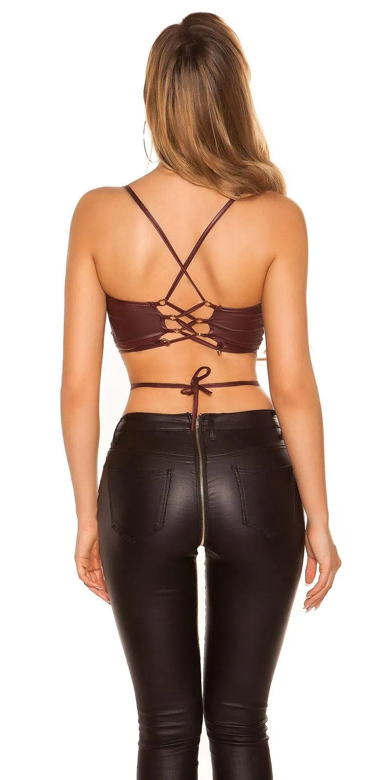 Top crop color burdeos