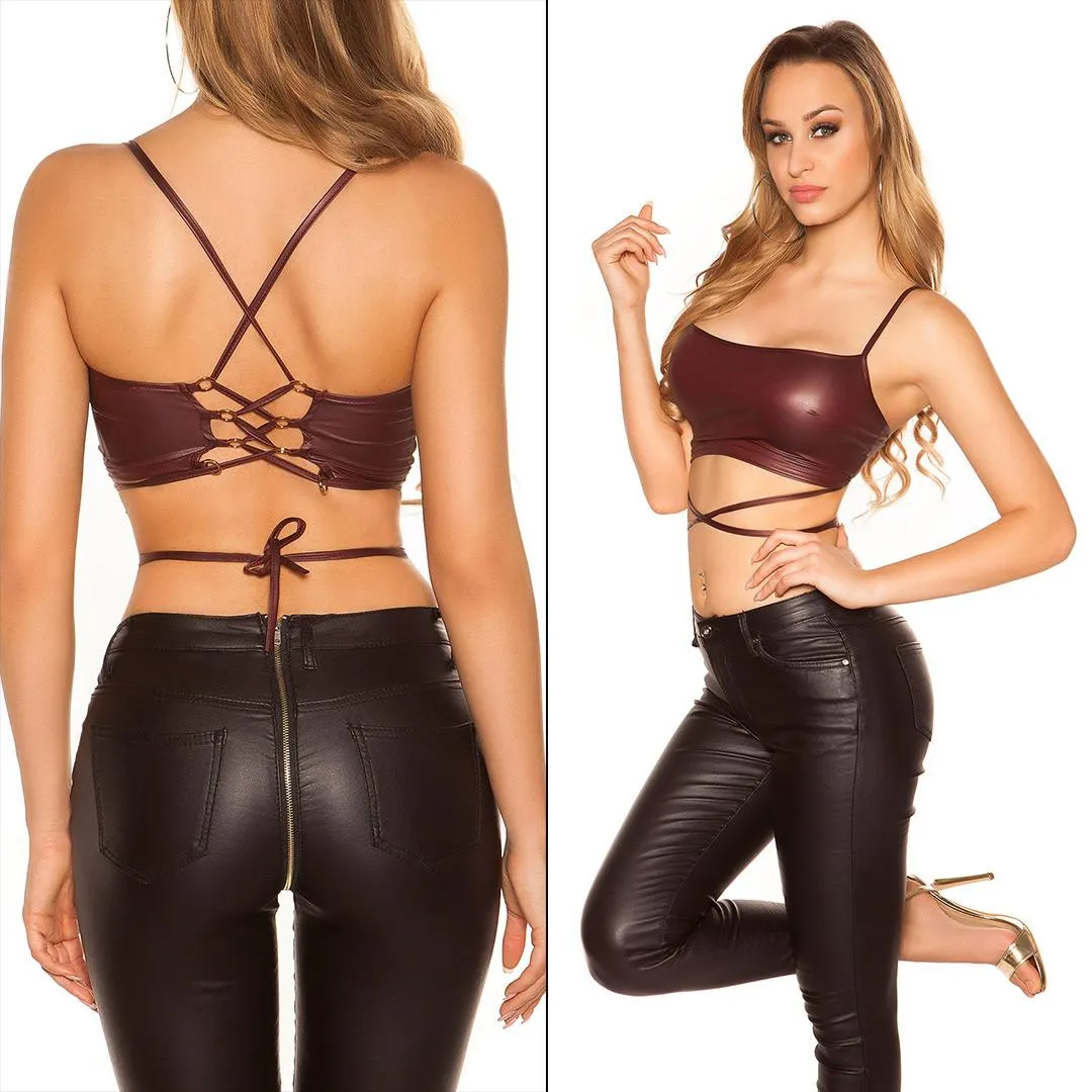 Top crop color burdeos