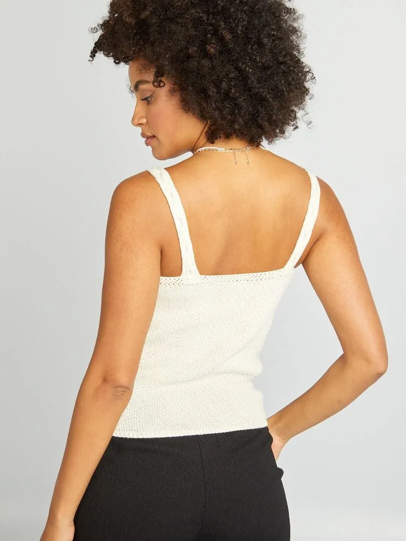 TOP DE CROCHé DE TIRANTES FINOS  BEIGE