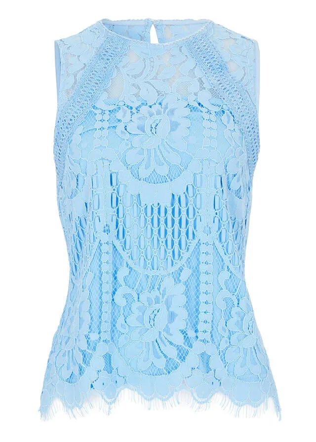 Top de encaje azul bebé