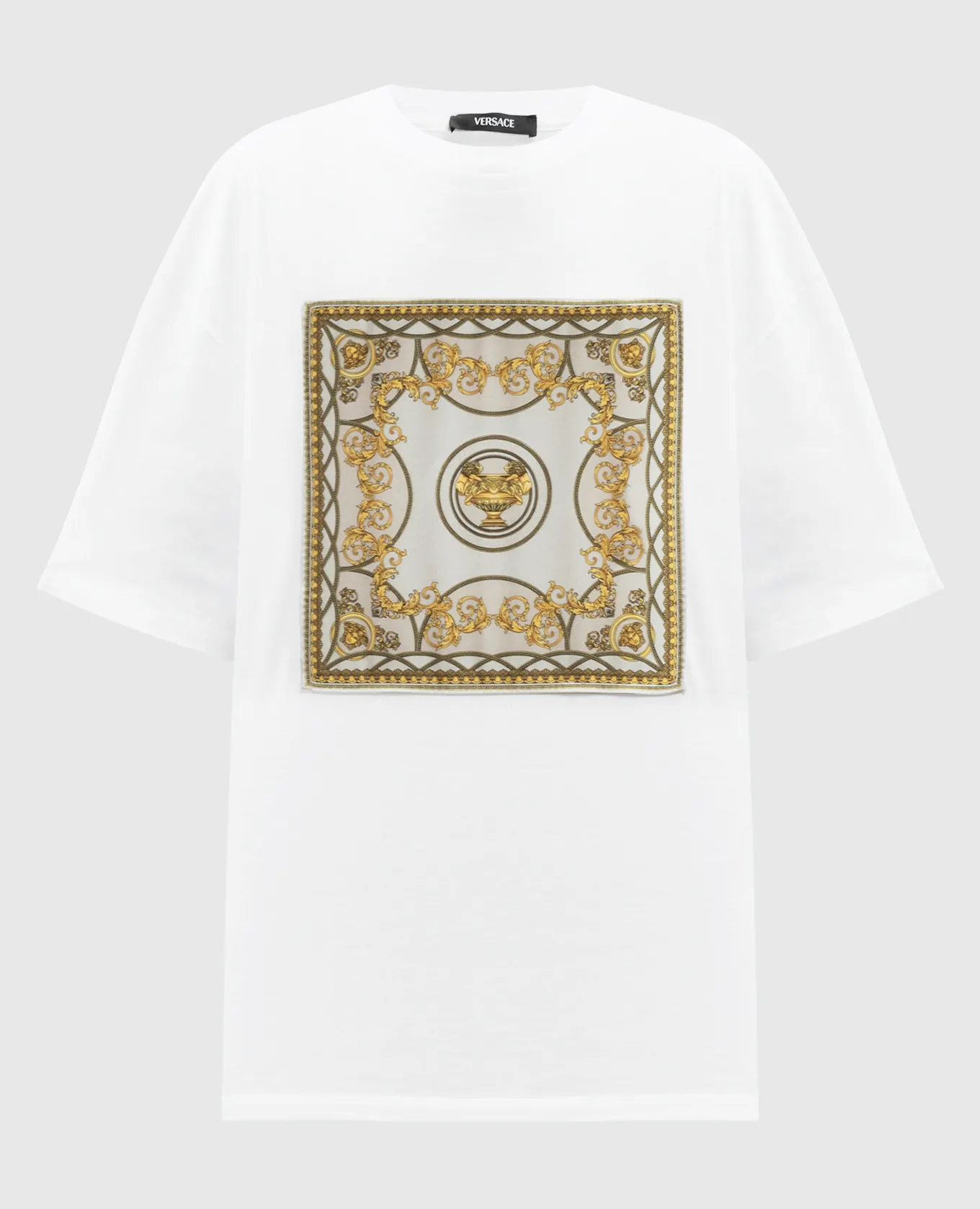 VERSACE LA COUPE DES DIEUX WHITE TSHIRT WITH APPLIQUé