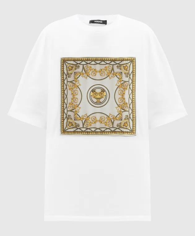 VERSACE LA COUPE DES DIEUX WHITE TSHIRT WITH APPLIQUé
