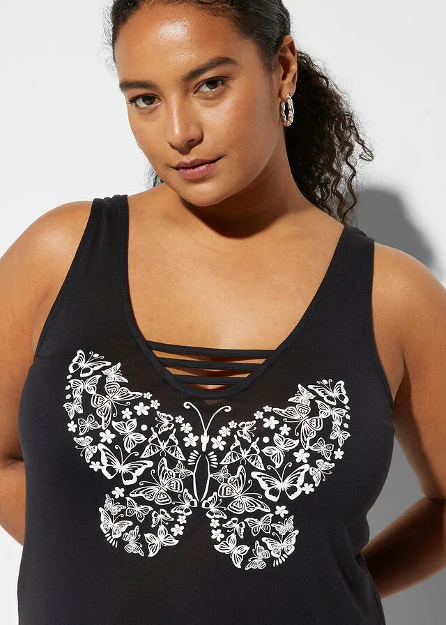 VESTIDO DE VERANO NEGROBLANCO ESTAMPADO