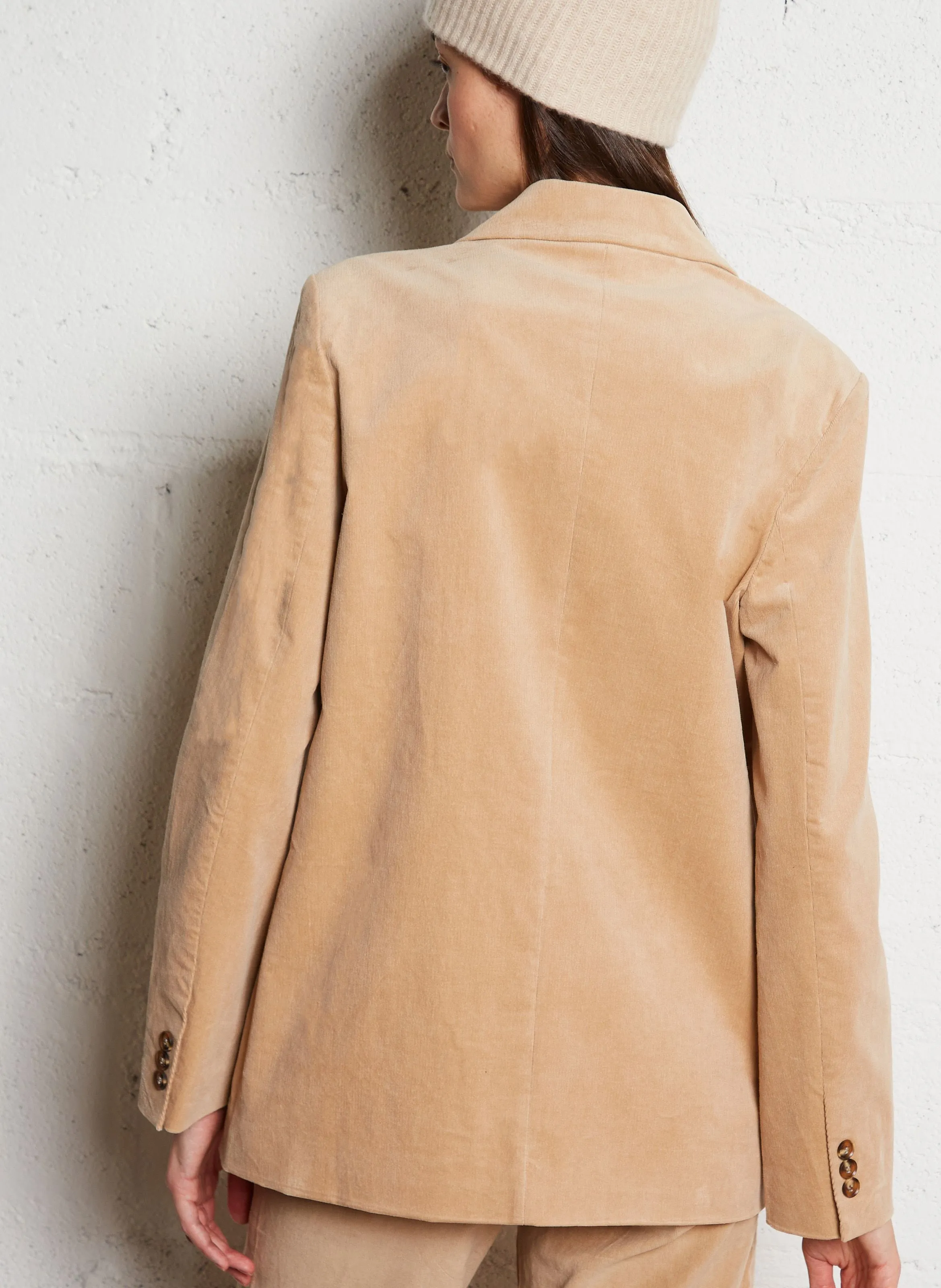 VICTOIRE  CHAQUETA DE TRAJE HOLGADA DE ALGODóN MEZCLADO EN BEIGE