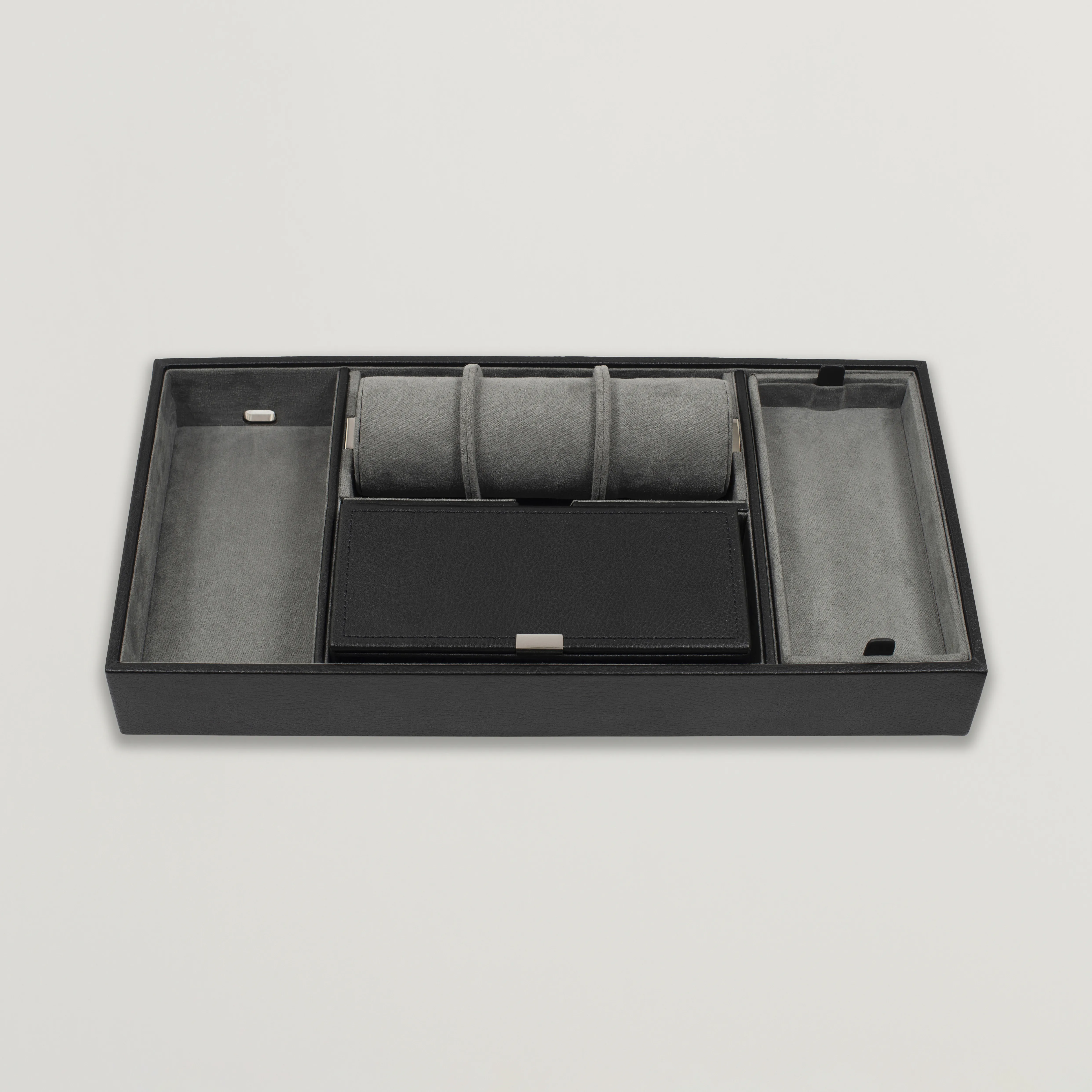 WOLF Howard Valet Tray with Cuff Black/Grey Pebble