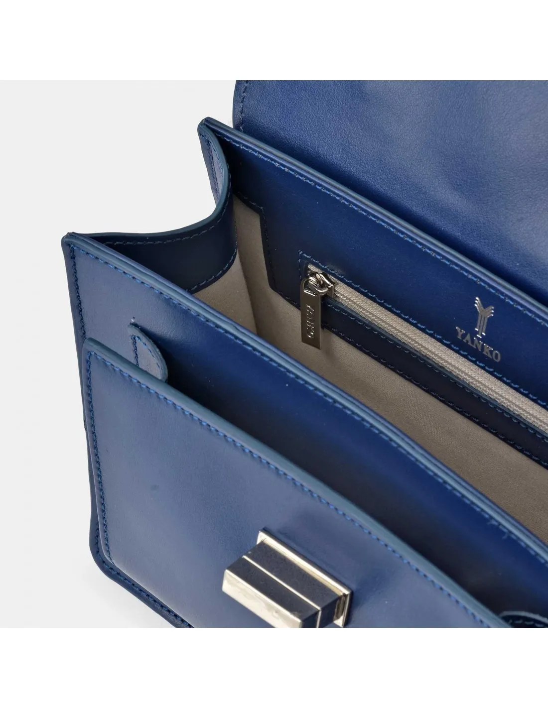 YANKO bolso bandolera con asa de mano para mujer piel lisa con solapa
