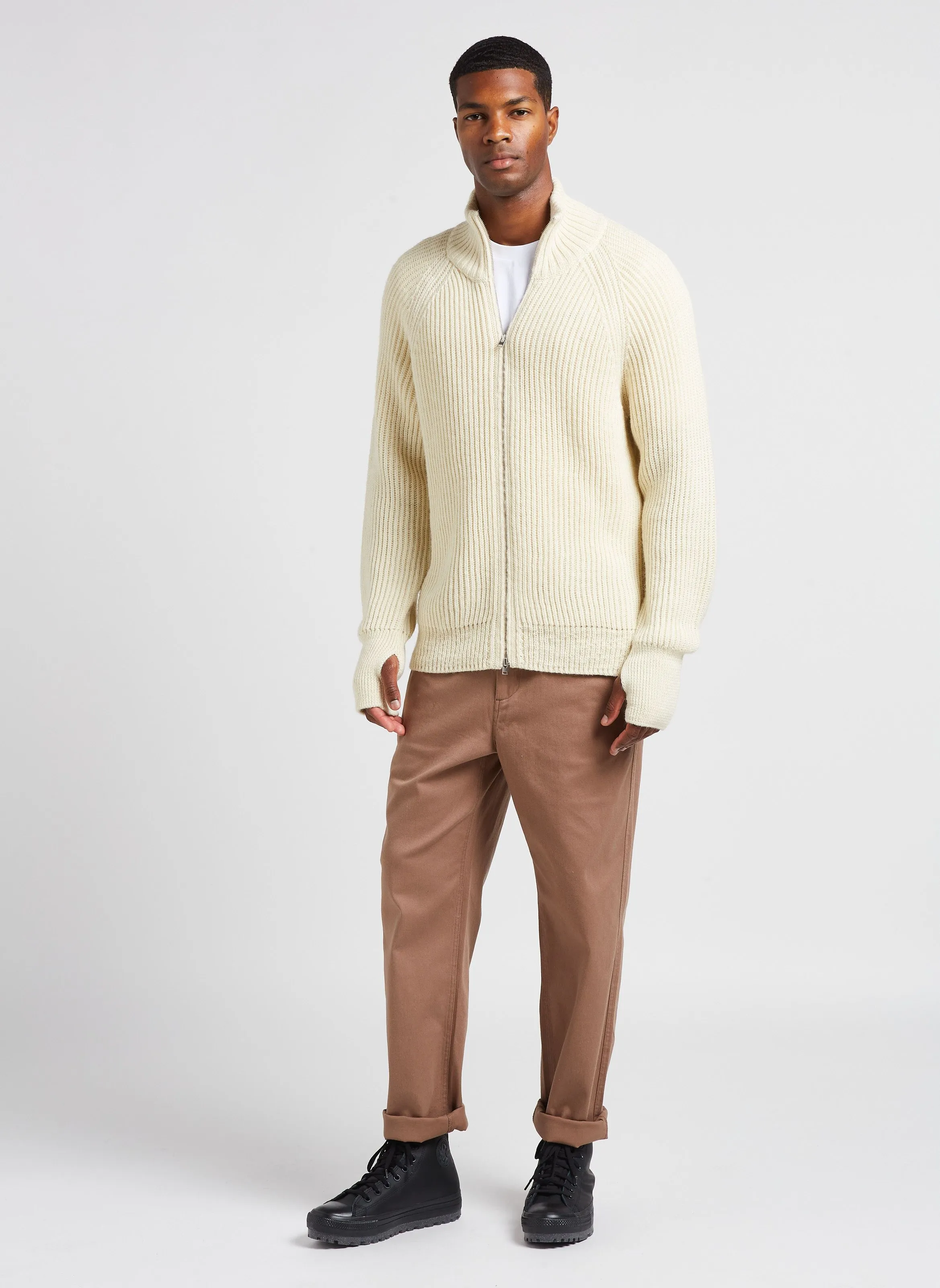 ZACE  PANTALóN RECTO DE MEZCLA DE ALGODóN EN BEIGE