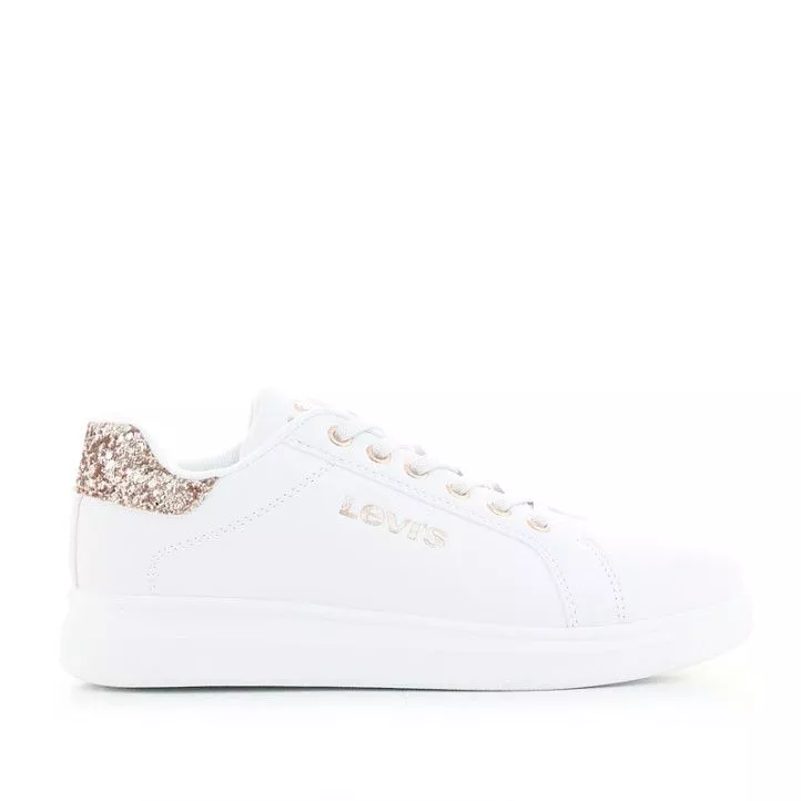 Zapatillas deporte LEVIS KIDS blancas con detalles de purpurina dorada